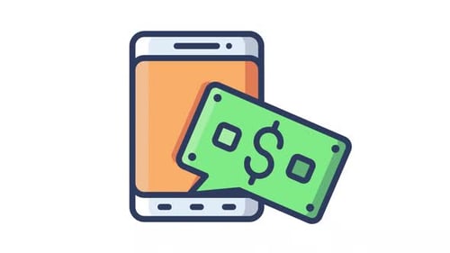 Money Icon Speech Bubble Pops Up from Smartphone Animation