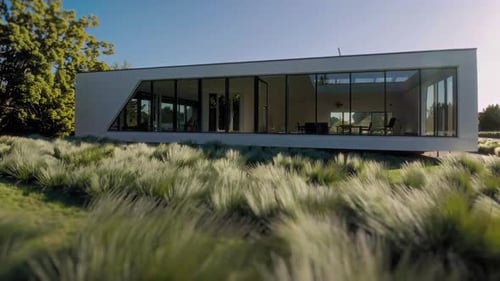 Modern House with Clean Lines Exterior in Daytime
