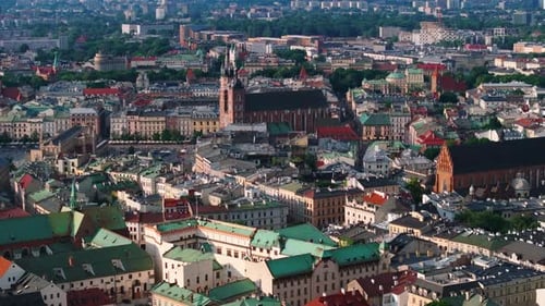 Krakow city old town aerial view