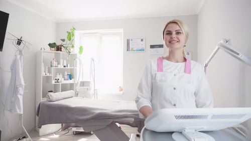 Woman in Doctor's Office Smiling
