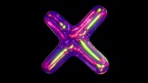 Futuristic Iridescent Balloon Letter X Animation