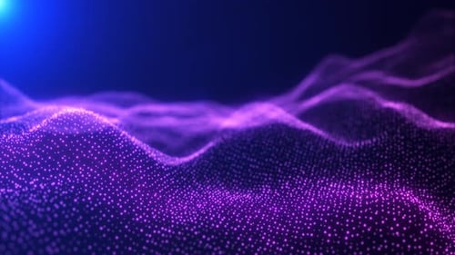 Abstract looping purple energy waves from particles