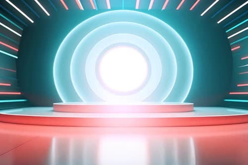 podium Futuristic showcase with platform for product displaying. Empty modern stage display