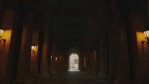 Path Under Columns Of Magnificent Architectural Structure