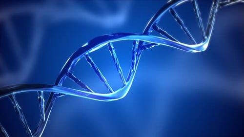 Rotating Blue DNA Double Helix Animation