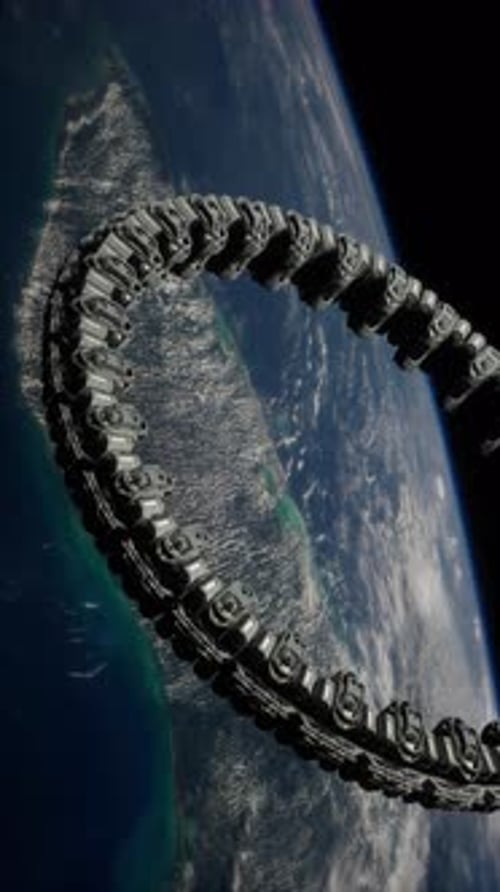 Futuristic Space Station on Earth Orbit