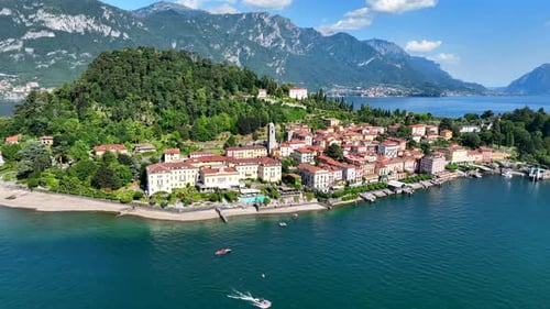 Aerial View of Bellagio Village in Lake Como in Italy