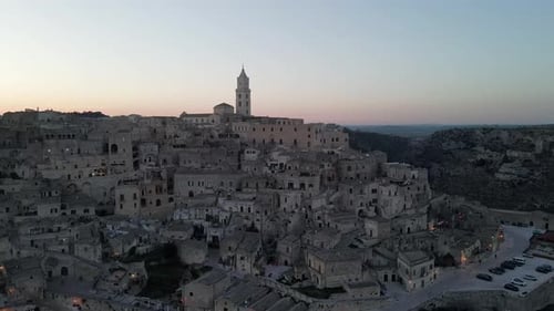 Aerial view of Sassi di Matera, Matera, Basilicata, Italy.