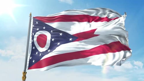 Ohio State Flag Waving with Realistic Fabric Animation