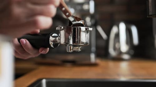 Coffee Cappuccino Preparation Process with Cafe Maker