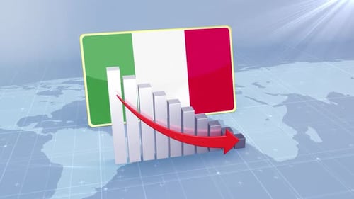 3D Italian Flag and Declining Bar Chart Animation