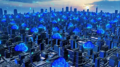 Digitales Netzwerkkonzept für Smart City und Cloud Computing