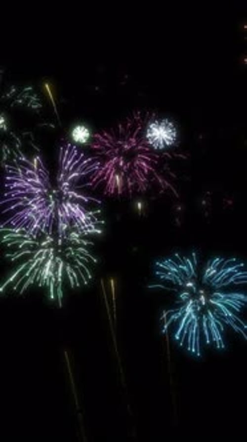 Vertical Colorful Fireworks Display Animation Loop Background