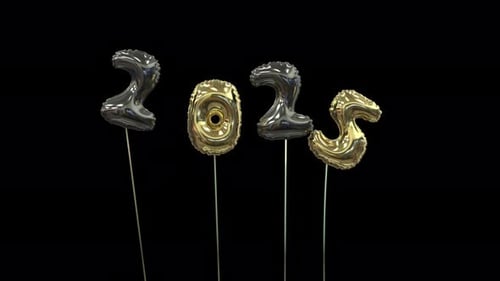 Metallic 2026 New Year Number Balloons