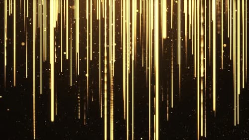 Goldene Partikel Streifen Flowmotion Luxuriöse goldene Partikelstreifen fallen weiter