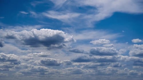 Fluffy Clouds Drifting Across a Bright Blue Sky