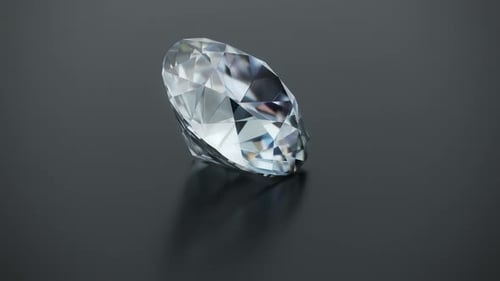 Close up of a rotating cut diamond. 3D Rendered CGI (Computer Generated Image)