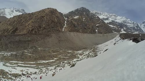 Beautiful view of Himalayas mountains, snow mountains.Uttarakhand, India. Snow on peaks making the v