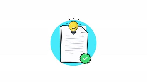 4k Document with Idea Bulb and Approved Symbol. Project Approval Concept Animation Video