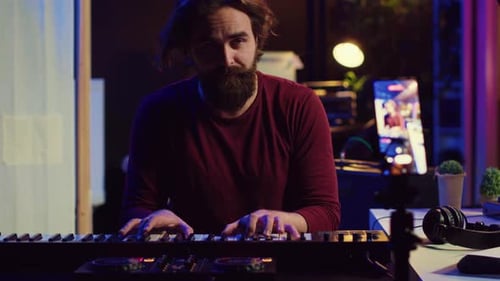 Artist Teaching Online Piano Lessons From His Home Studio