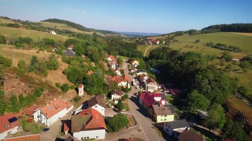 Village in mountain valley