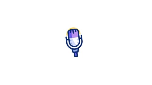 Animated Sketch Microphone Icon with Sound Waves