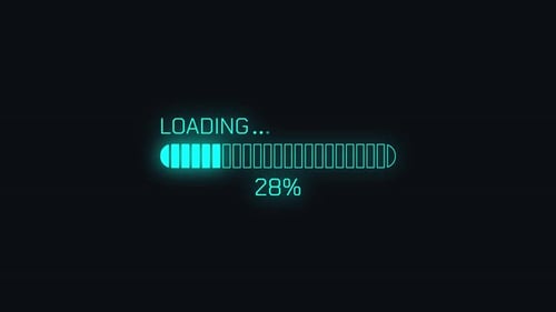 Neon Blue Loading Bar Animation with Percentage Progress