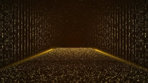Abstract Golden Shimmering Particles Light Tunnel