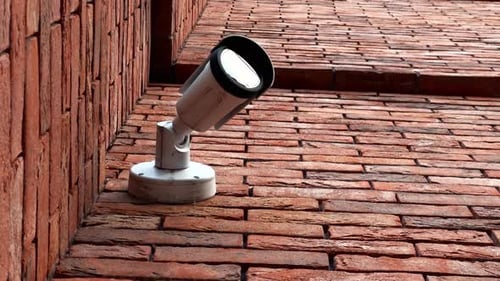 Security Camera on Mall Wall for Surveillance and Safety