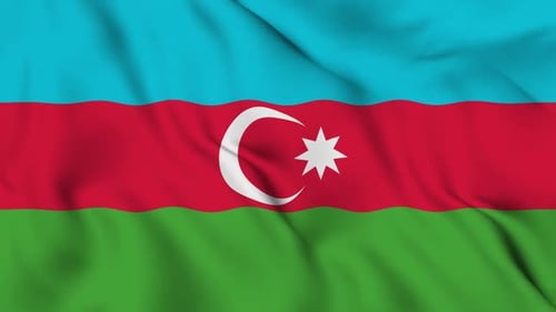 Seamless Loop of Azerbaijan Flag Waving with Realistic Fabric