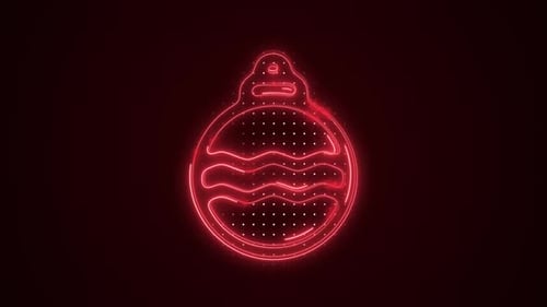 Neon Red Christmas Tree Decoration Outline Loop Background