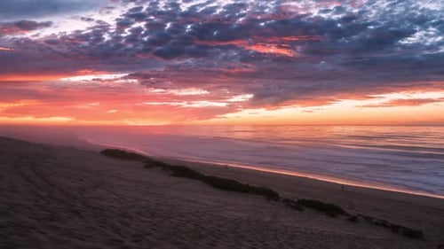 Sunset Sky in New Zealand Ocean Beach Landscape