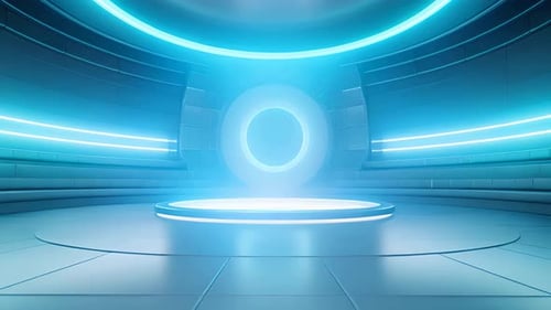 Futuristic Glowing Stage Podium Background for Technology Presentations