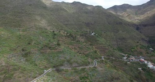 Aerial View of Rural Mountain Roads and Villages