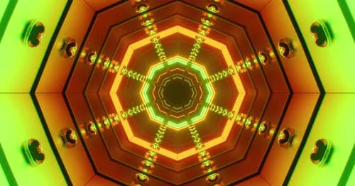 Futuristic Neon Tunnel Loop with Glowing Octagon Shapes