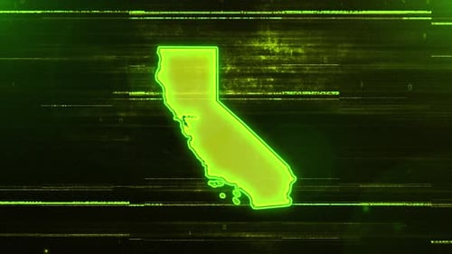 California Digital Futuristic Glitch Map