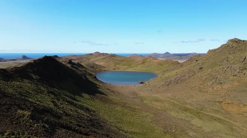 Aerial view of Trolladyngja, Iceland.