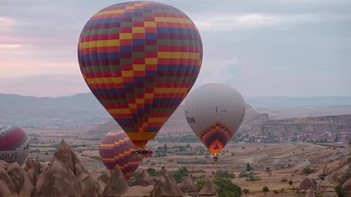 Hot Air Balloons Over Scenic Cappadocia Valley