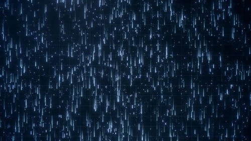 Futuristic Digital Data Rain Animation – Blue Cyber Code Falling Matrix Background Loop - HD
