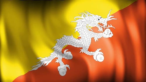 Bhutan National Flag Waving Loop Animation