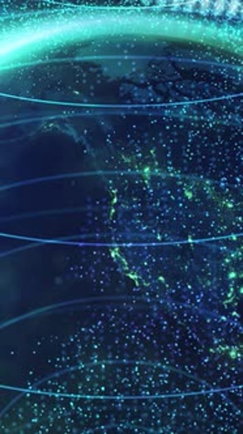 Futuristic Global Technology Network Earth Animation