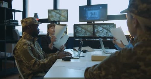 Florida USA 2022020 Meeting of Military Male and Female People Who Deciding Serious Issues of Army