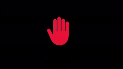Flat Design Red Hand Stop Warning Animation