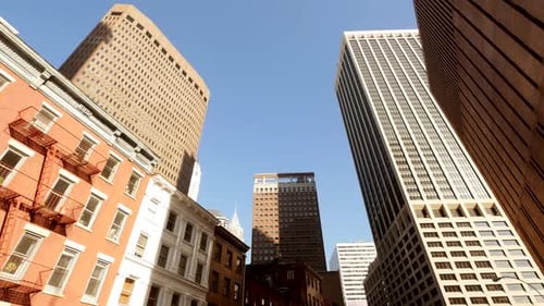 Cityscape Skyline View of High Rise Corporate Office Business District Blocks