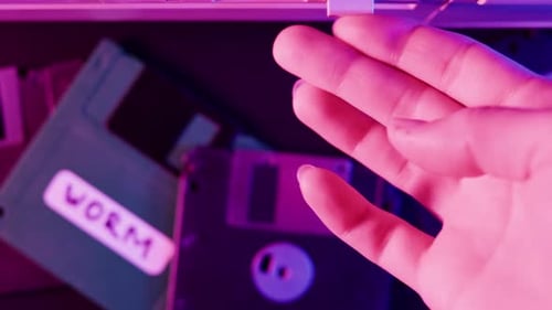 Using Diskette with Virus Closeup
