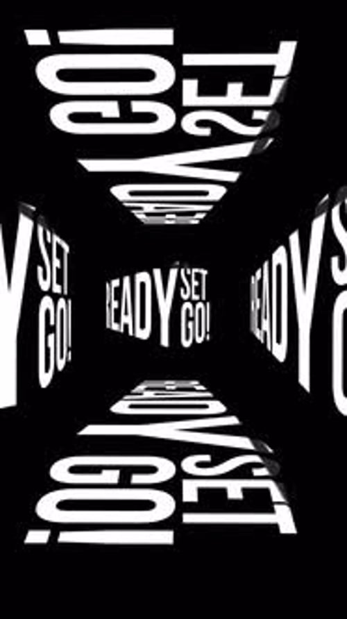 Vertical Ready Set Go Type Loop with Glitch Effects in 3D Room
