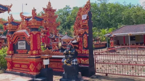 Ornate Tropical Temple Architecture with Statues