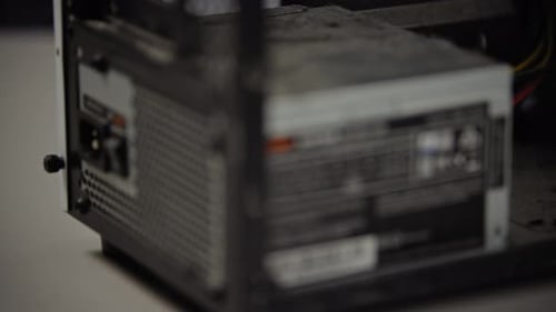 Inside of a Dusty Computer Hardware Close Up