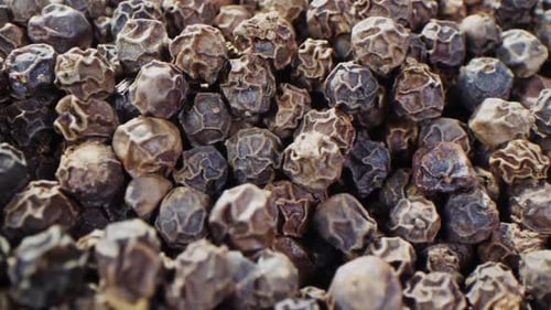 Dried Black Peppercorns Macro Close Up Shot