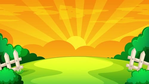 Sun Nature Park Sunset Time Cartoon Animation